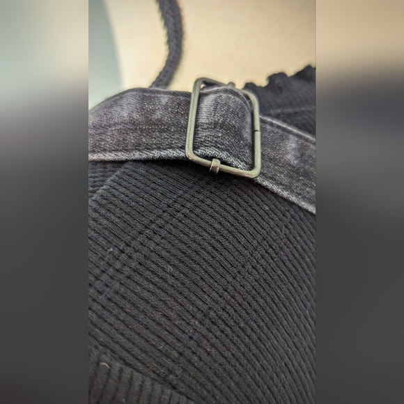 Mod Cloth Bib Overall Dark Grey Denim Jumper - Picture 5 of 7